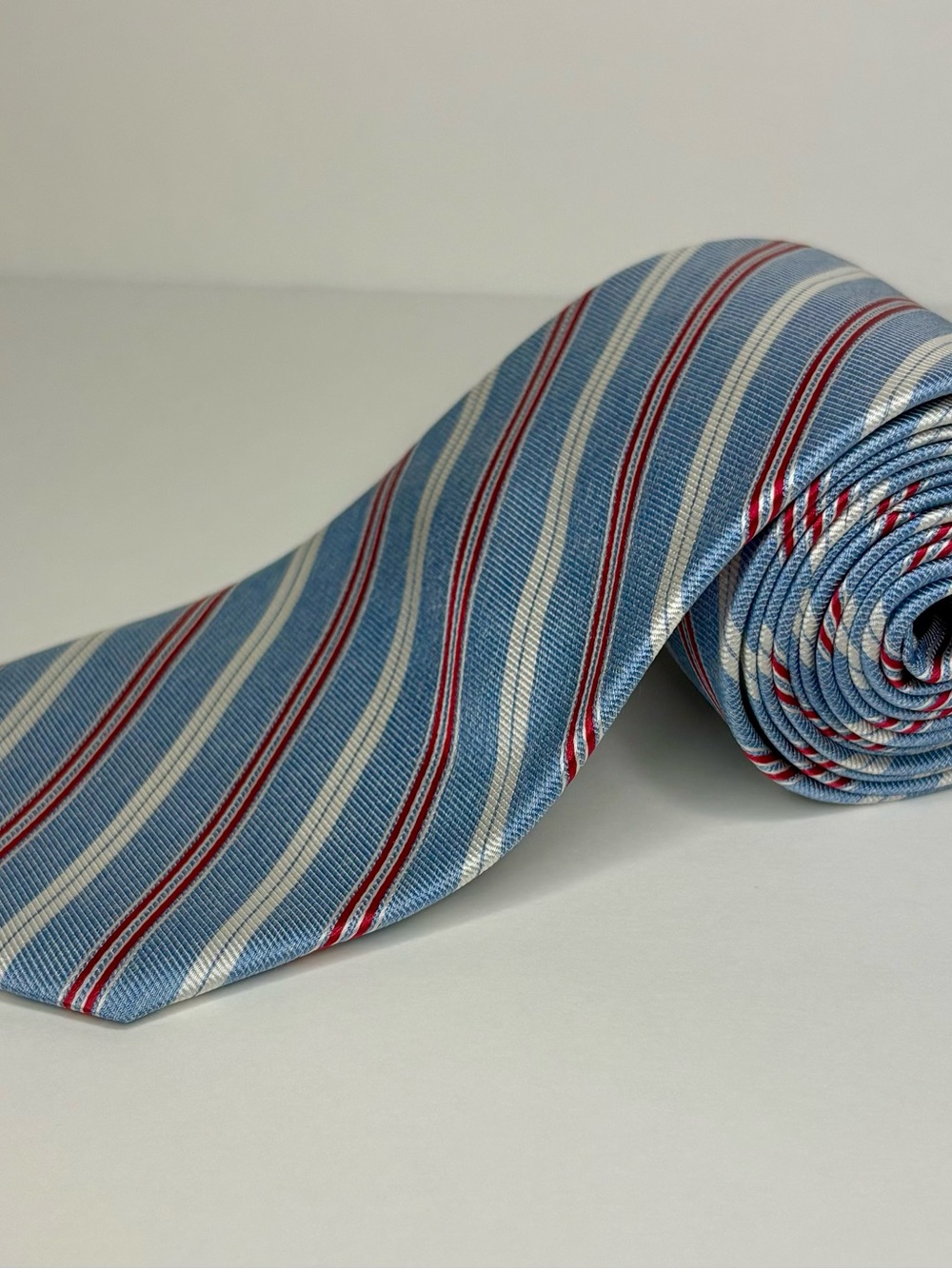 Brooks Brothers Makers & Merchants Tie Light Blue Red White Repp Stripe NWT